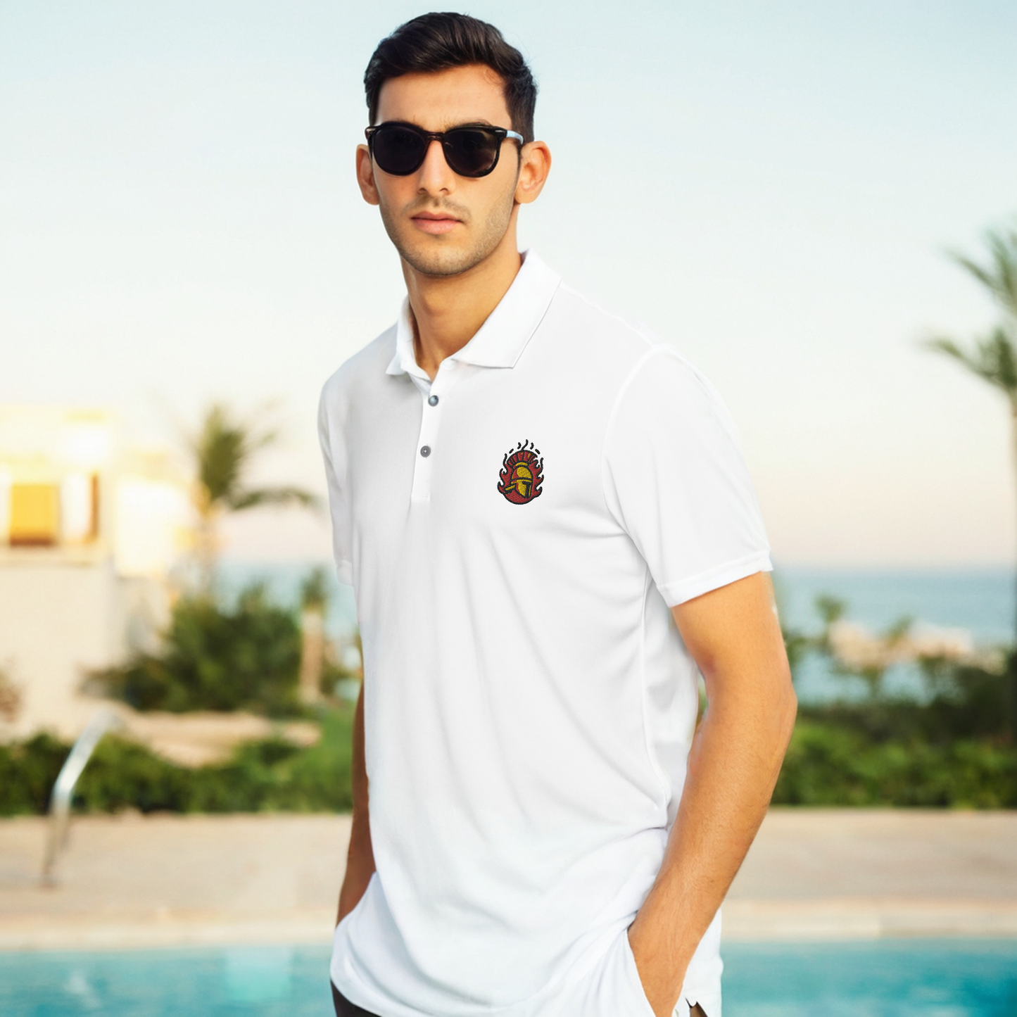 Helmed Flames - Gladiator Insignia Collection - adidas performance polo shirt